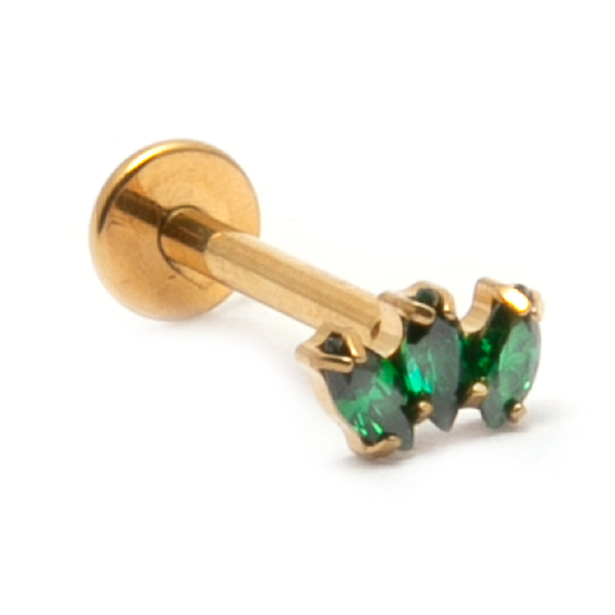 Green Naveta Piercing Stud