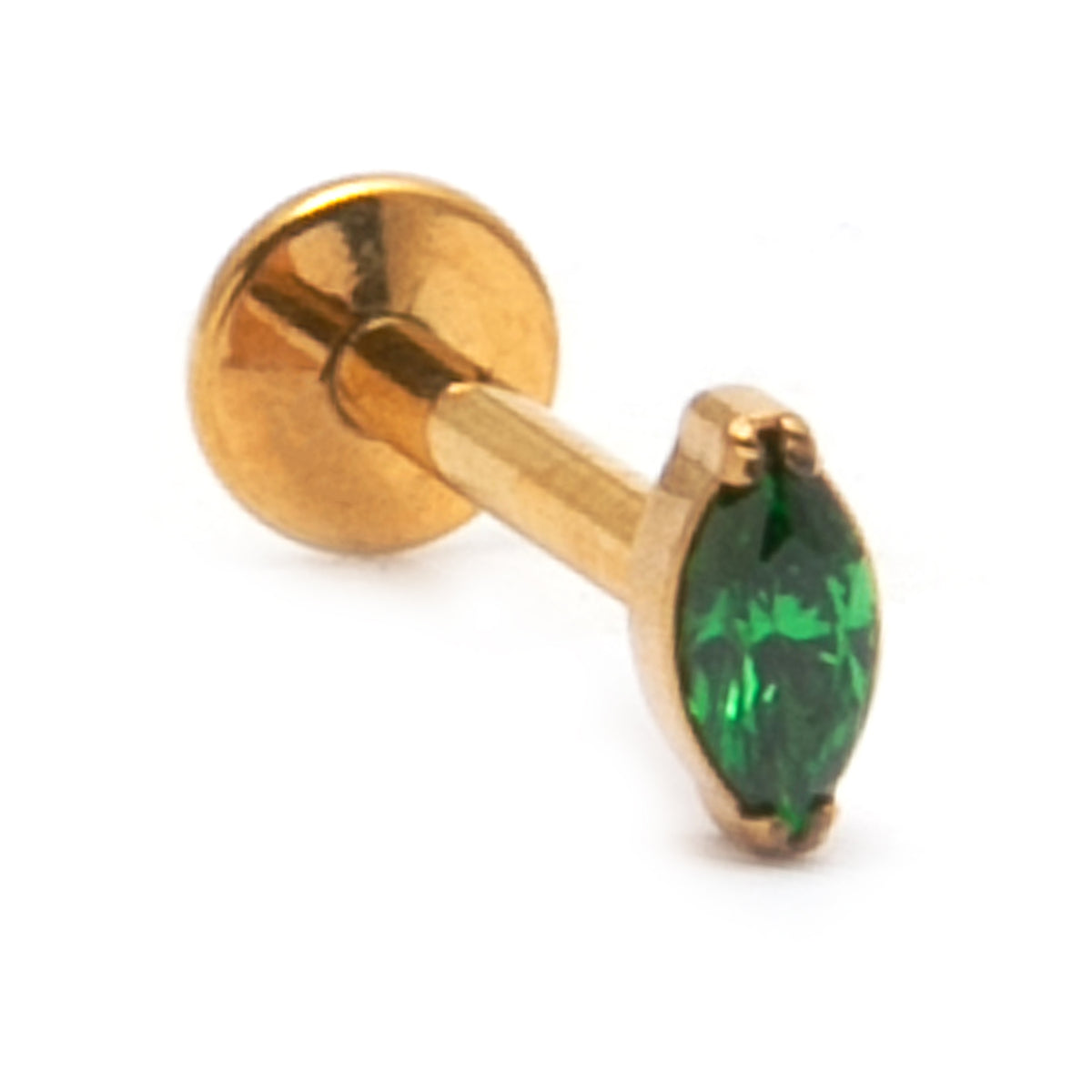 Green Marquise Piercing Stud