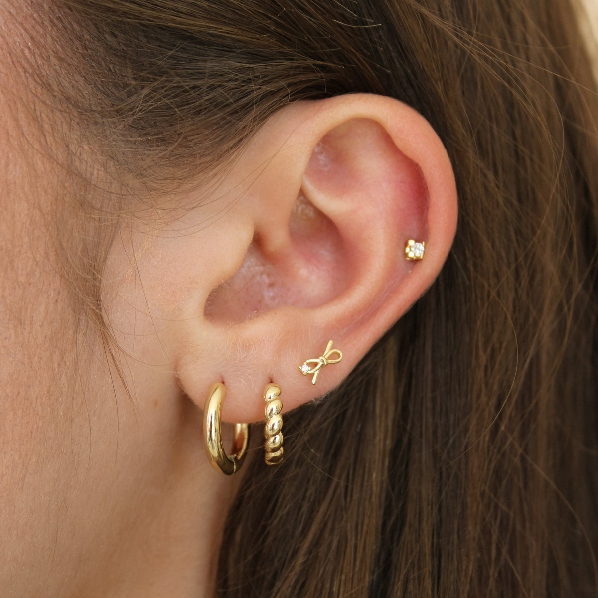 Plain Bow Stud Earring