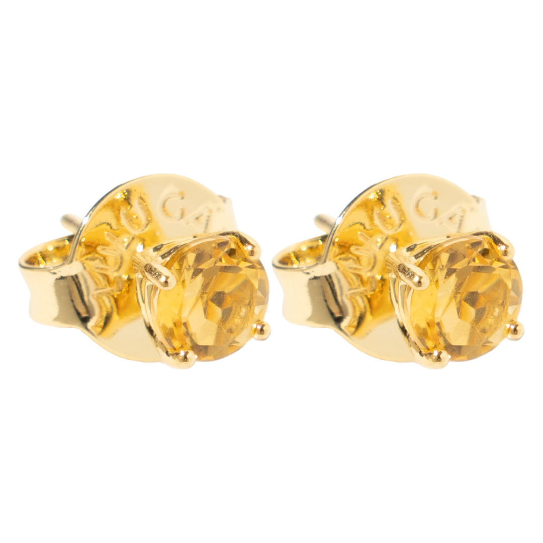 Round Citrine Stud