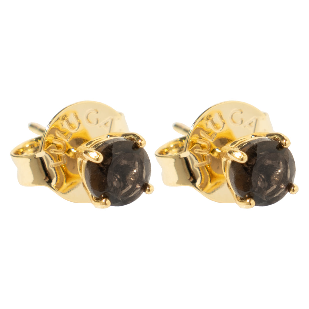 Round Quartz Fume Stud