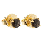 Round Quartz Fume Stud