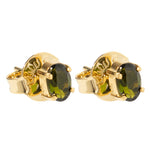 Oval Green Tourmaline Stud