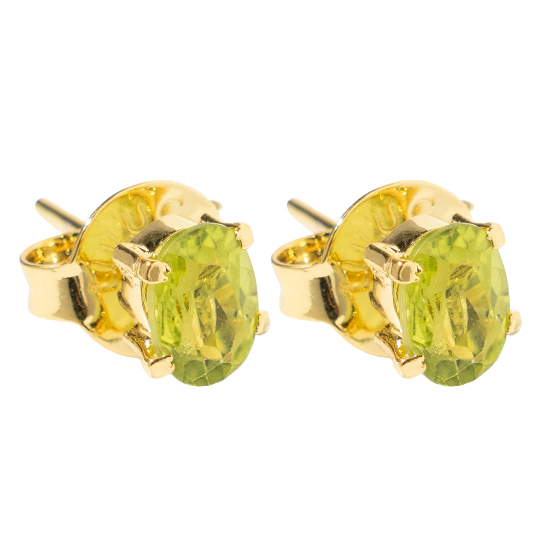 Oval Peridot Stud