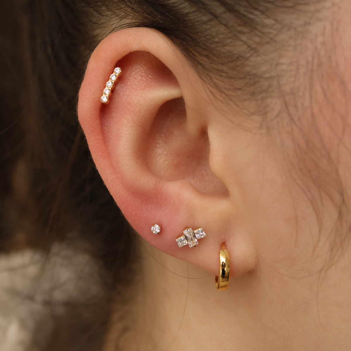 Baguette Trio Piercing Stud