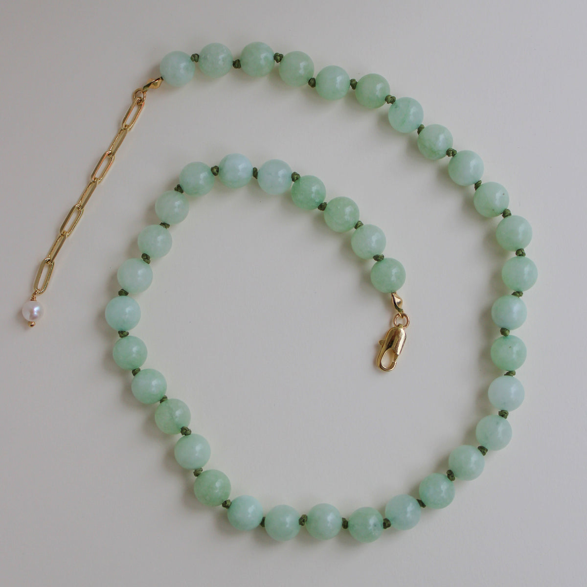 Mini Sara Necklace Light Green Jade