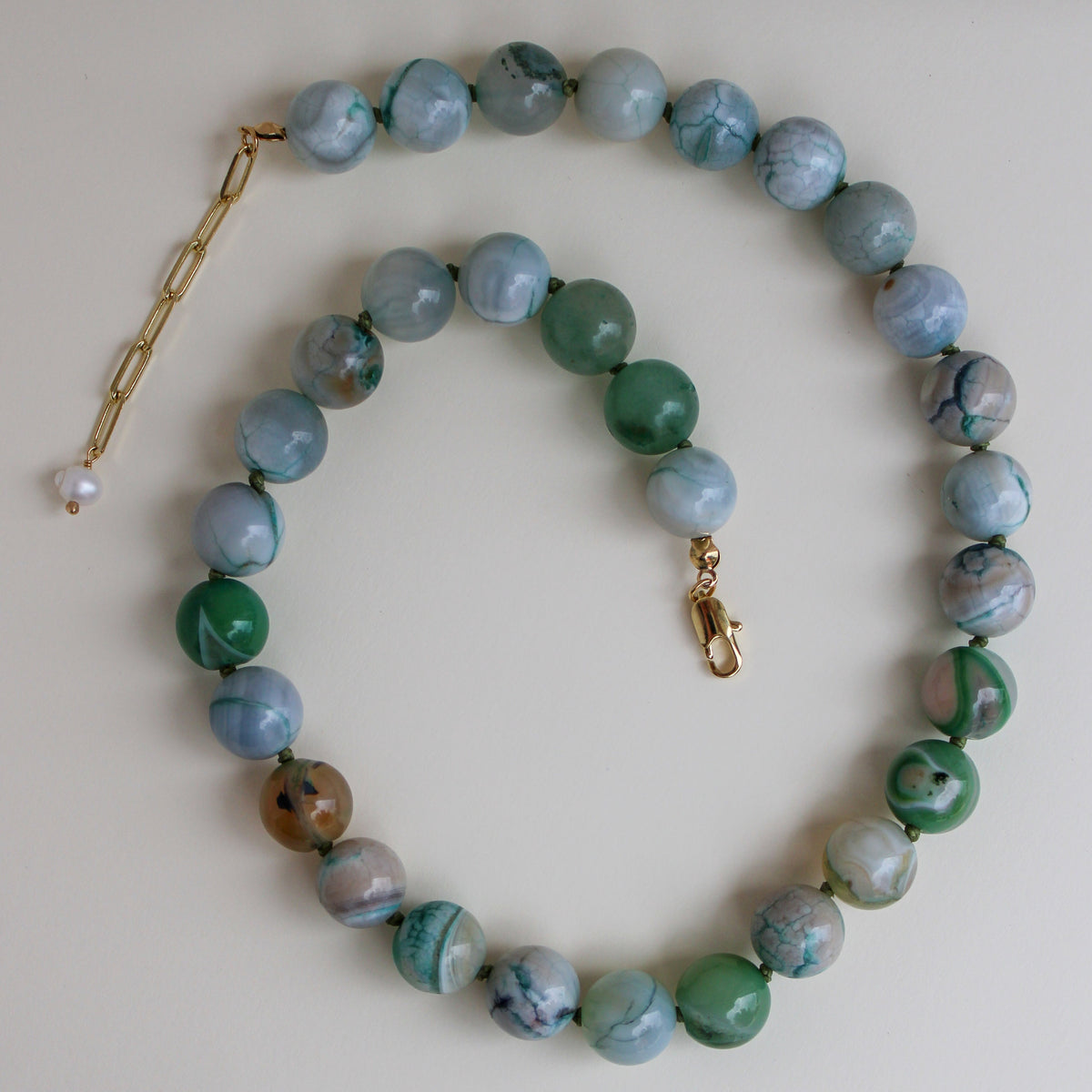 Sara Necklace Blue-Green Agate