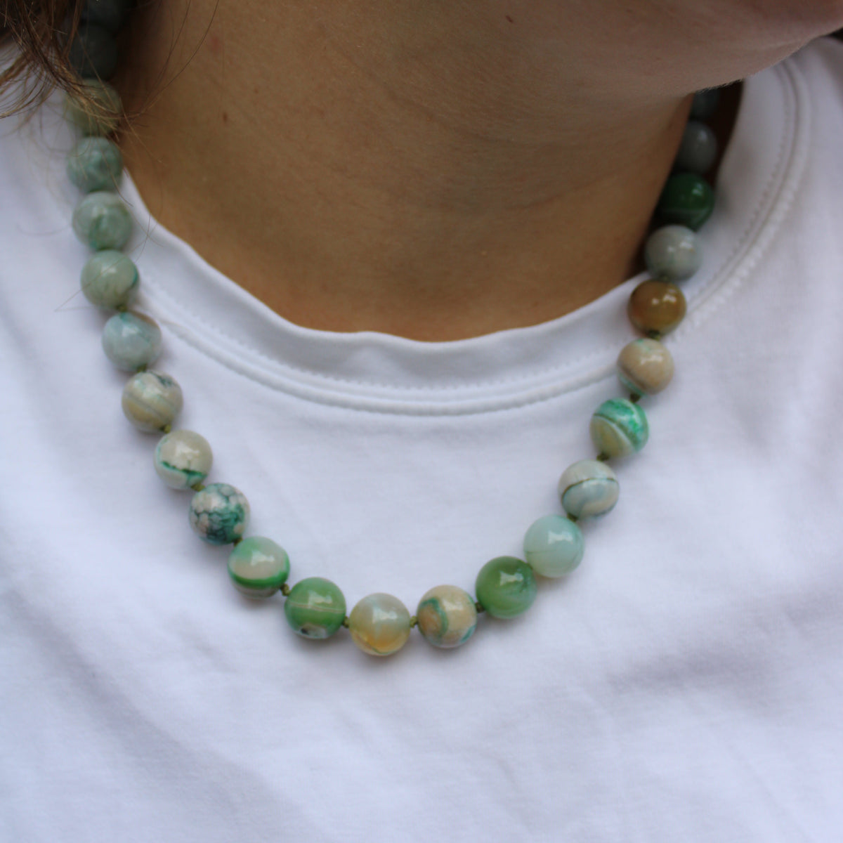 Sara Necklace Blue-Green Agate