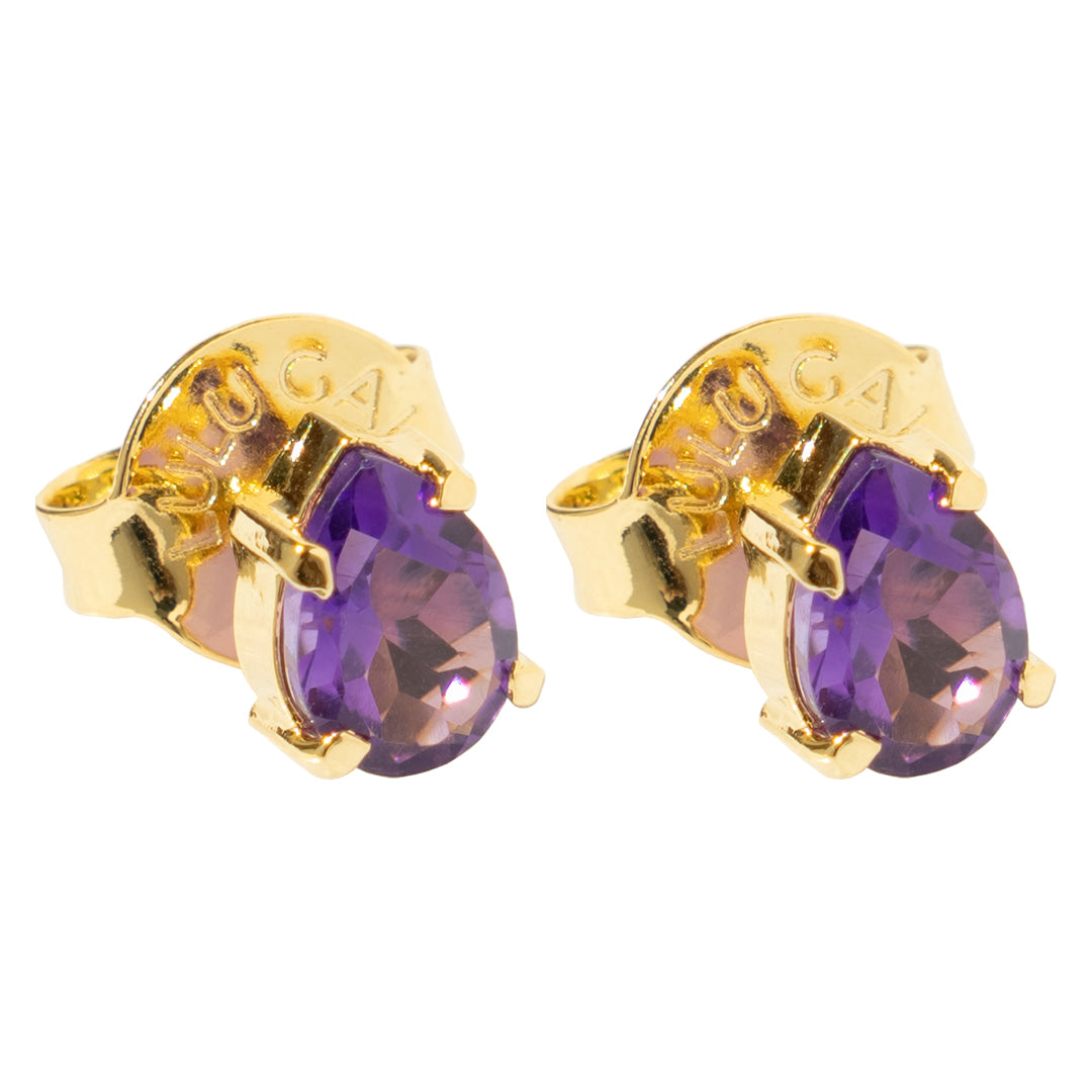 Pear Amethyst Stud