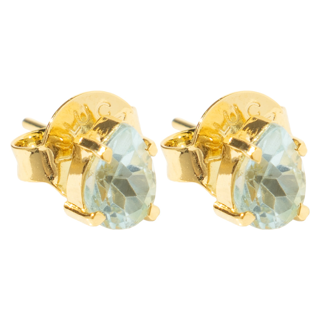 Pear Blue Topaz Stud